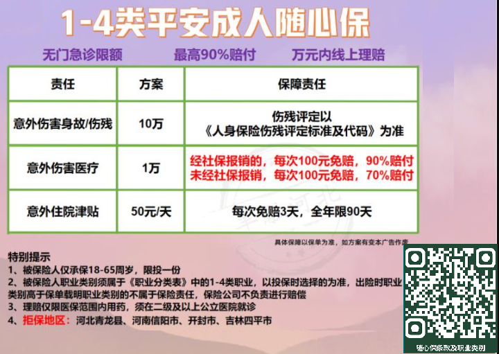 （X55）平安4类10+1+50随心保