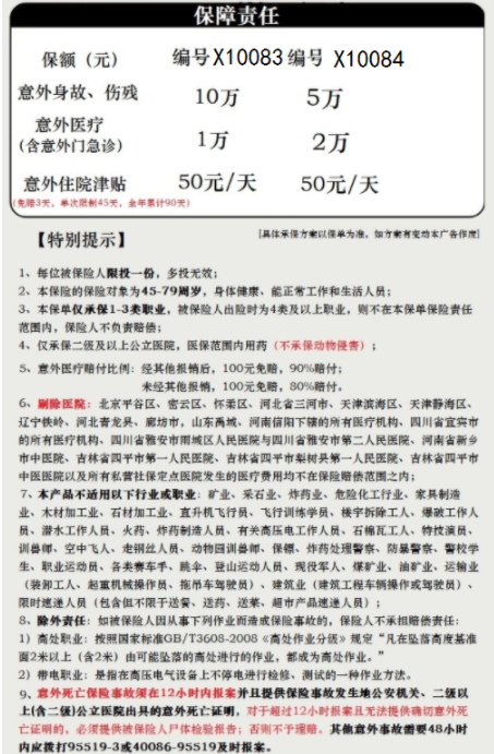 （X10083）国寿老年意外险10+1+50